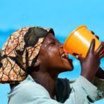 Girl drinking clean water