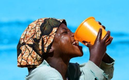 Girl drinking clean water